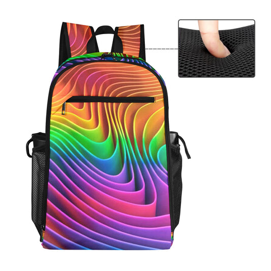 Neon Rainbow Waves All-Over Print Sports Backpack