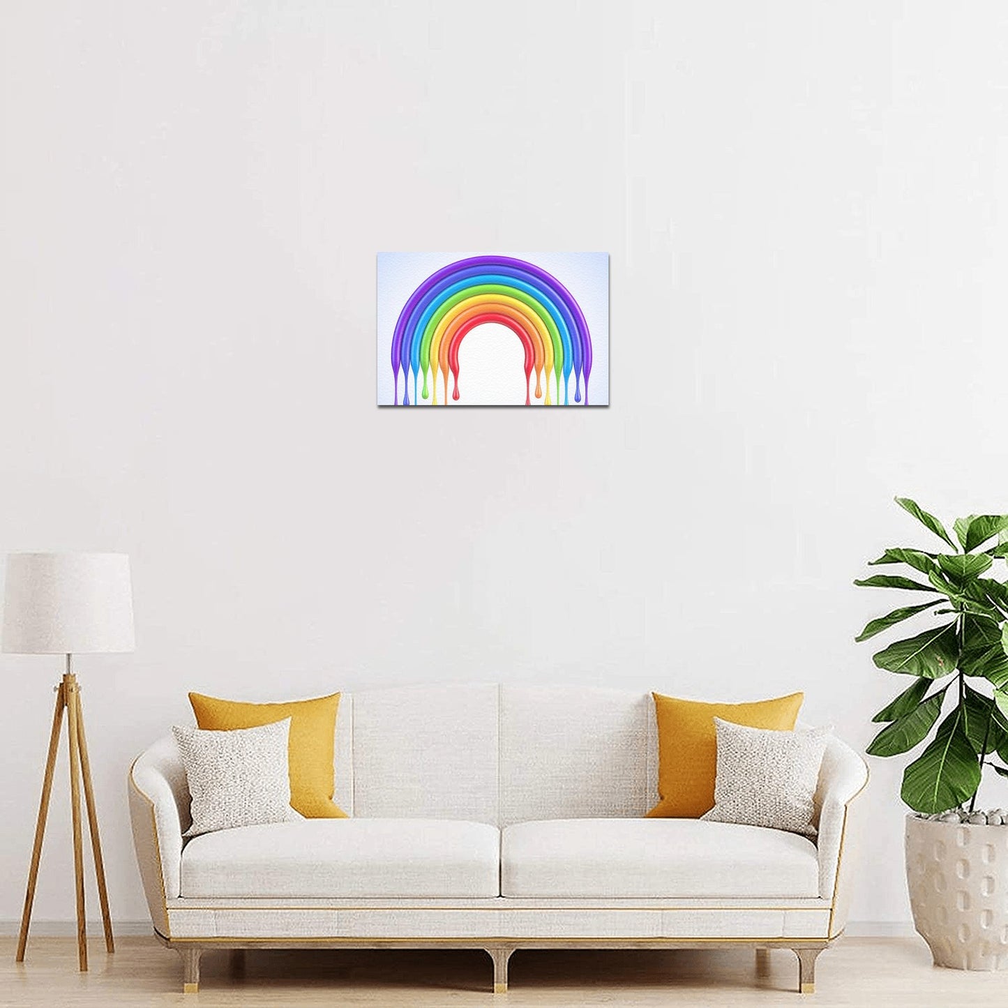 Dripping Paint Rainbow Framed Canvas Print 12" x 8"