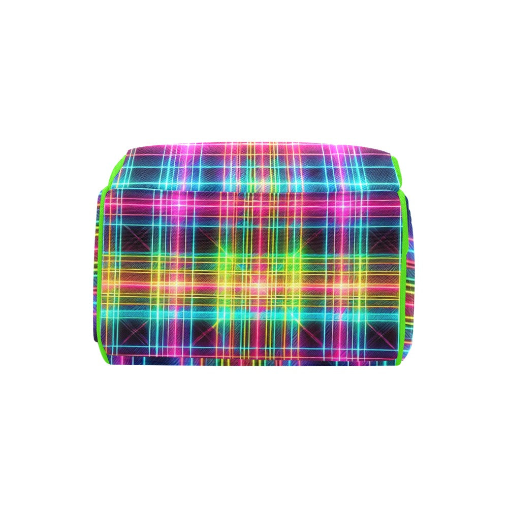 Neon Rainbow Plaid Multi-Function Backpack