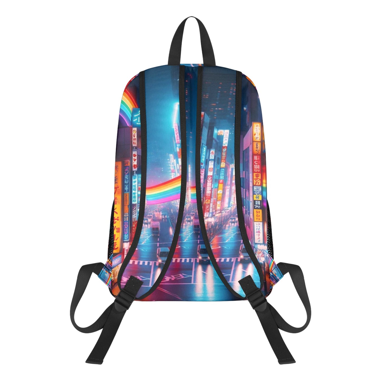 Neon Rainbow Downtown Tokyo All Over Print Sports Backpack