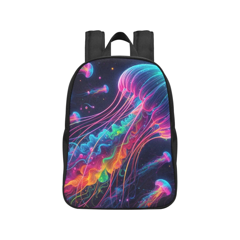 Neon Rainbow Jellyfish Canvas Backpack