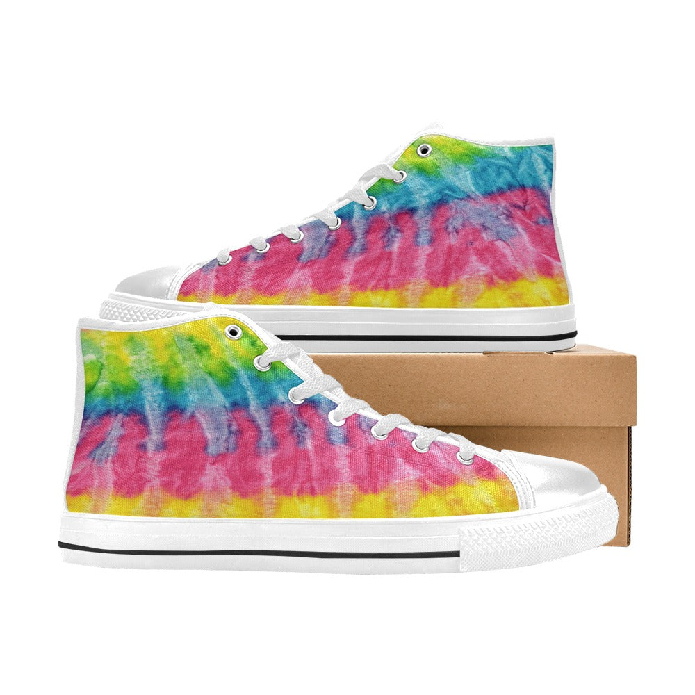 Neon Rainbow Tie-Dye Aquila High Top Canvas Shoes