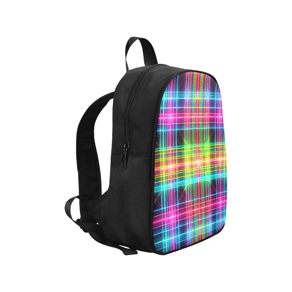 Neon Rainbow Plaid Canvas Backpack