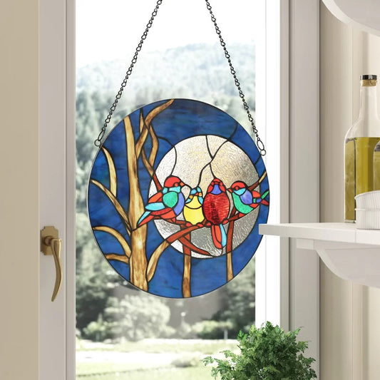 Four Birds Stained Glass Window Ornament