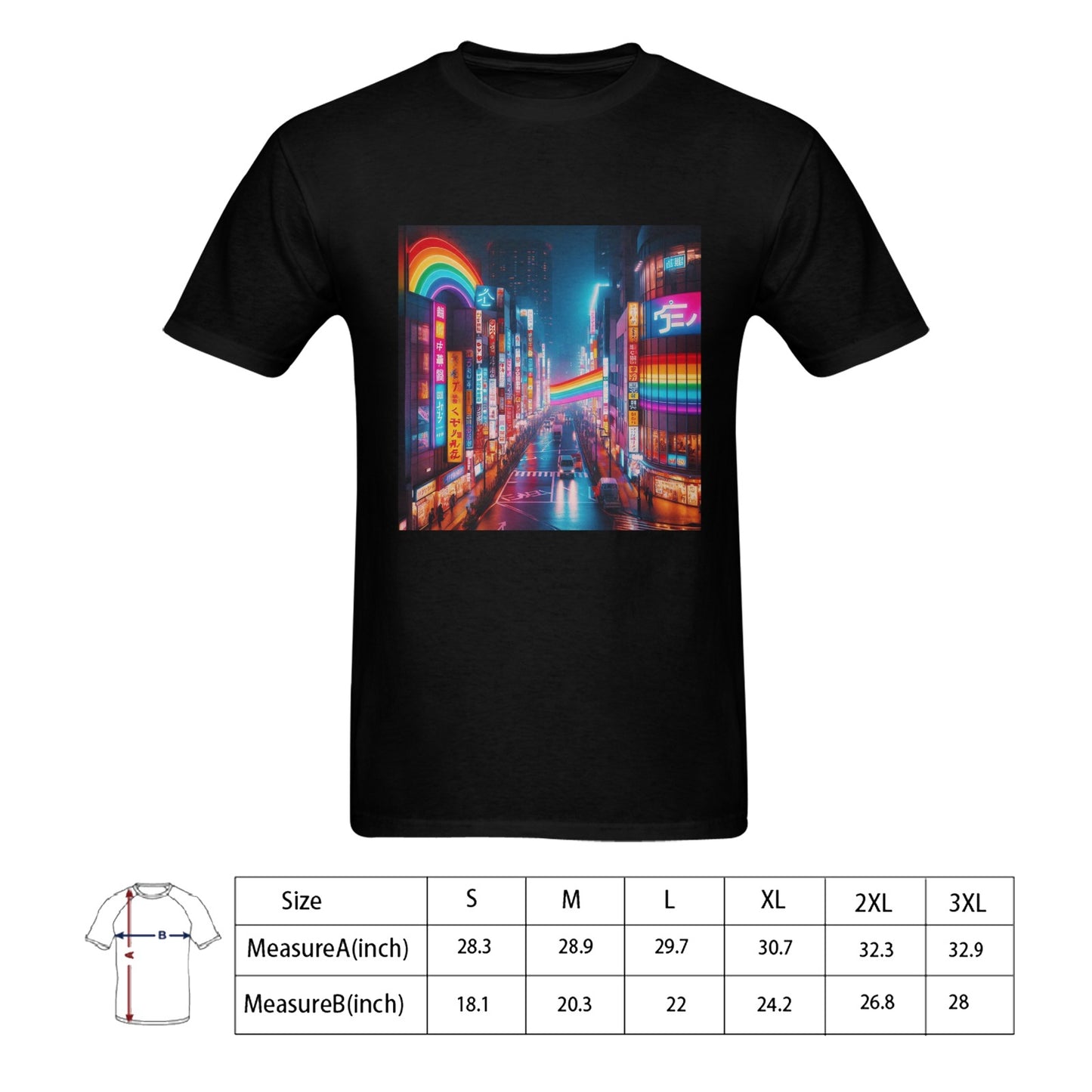 Neon Rainbow Downtown Tokyo Japan Men's T-Shirt