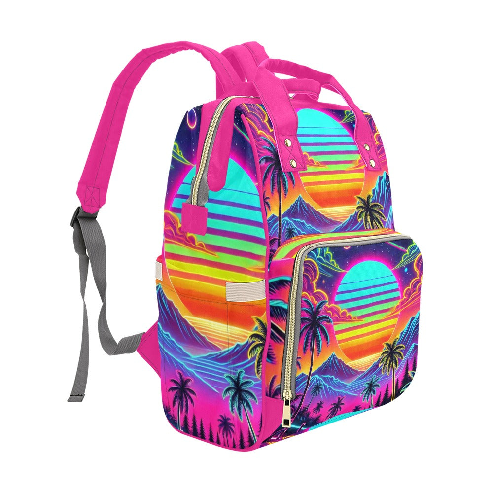 Neon Rainbow Sunset Multi-Function Backpack