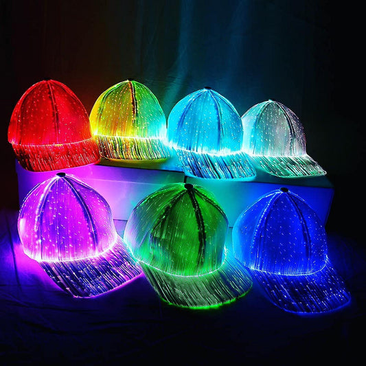 LED Optical Fiber Luminous Baseball Cap - Black & White