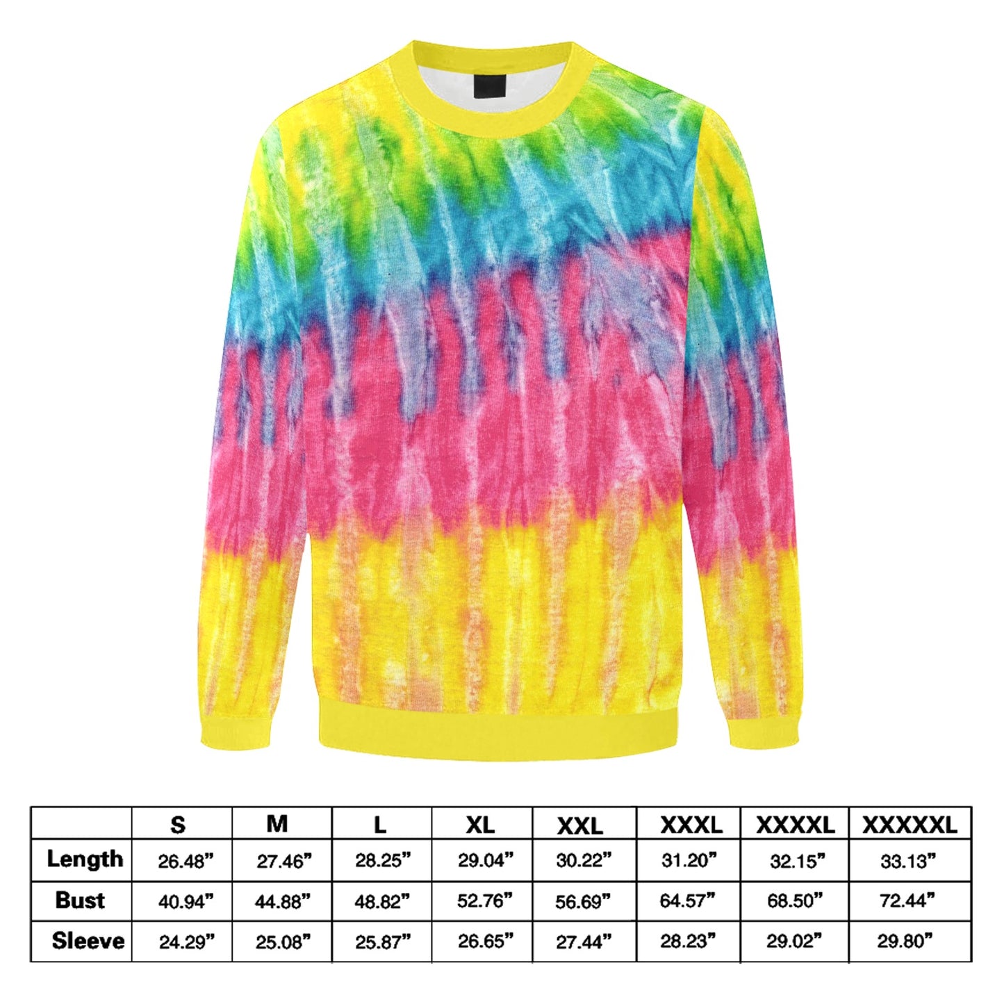 Neon Rainbow Tie-Dye Men's Fuzzy Sweatshirt