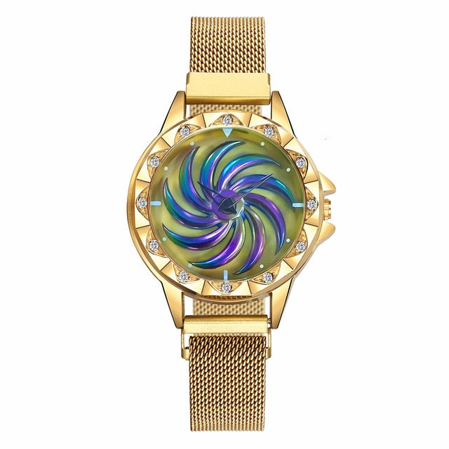 Rainbow Dial Women's Stainless Steel Quartz Watch