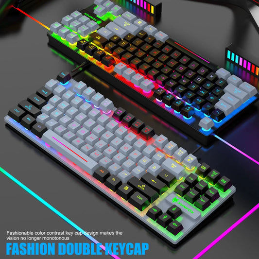 Rainbow LED Gaming Keyboard - Ergonomic & Compact