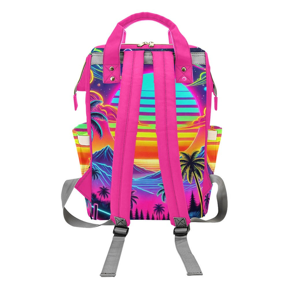 Neon Rainbow Sunset Multi-Function Backpack