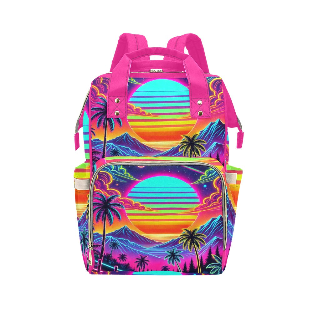 Neon Rainbow Sunset Multi-Function Backpack