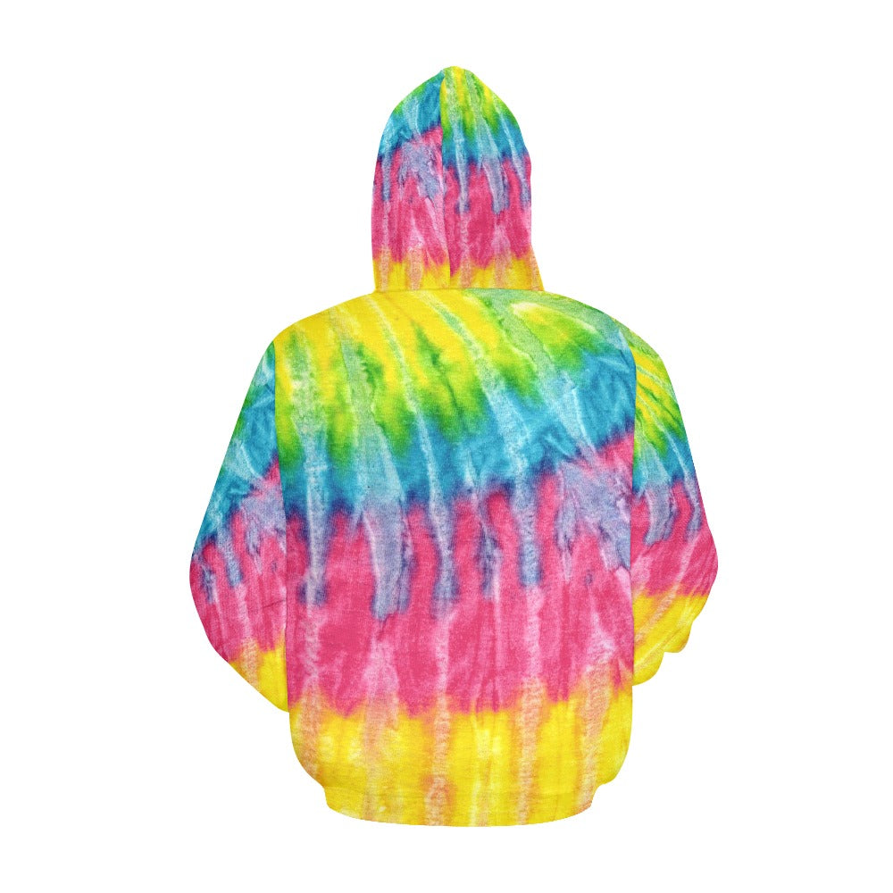 Neon Rainbow Tie-Dye Men's All Over Print Hoodie