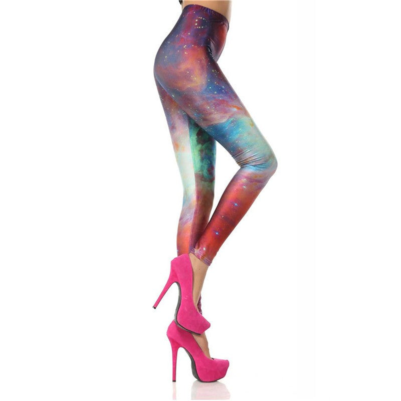 3D Digital High Waist Elastic Slim Galaxy Leggings