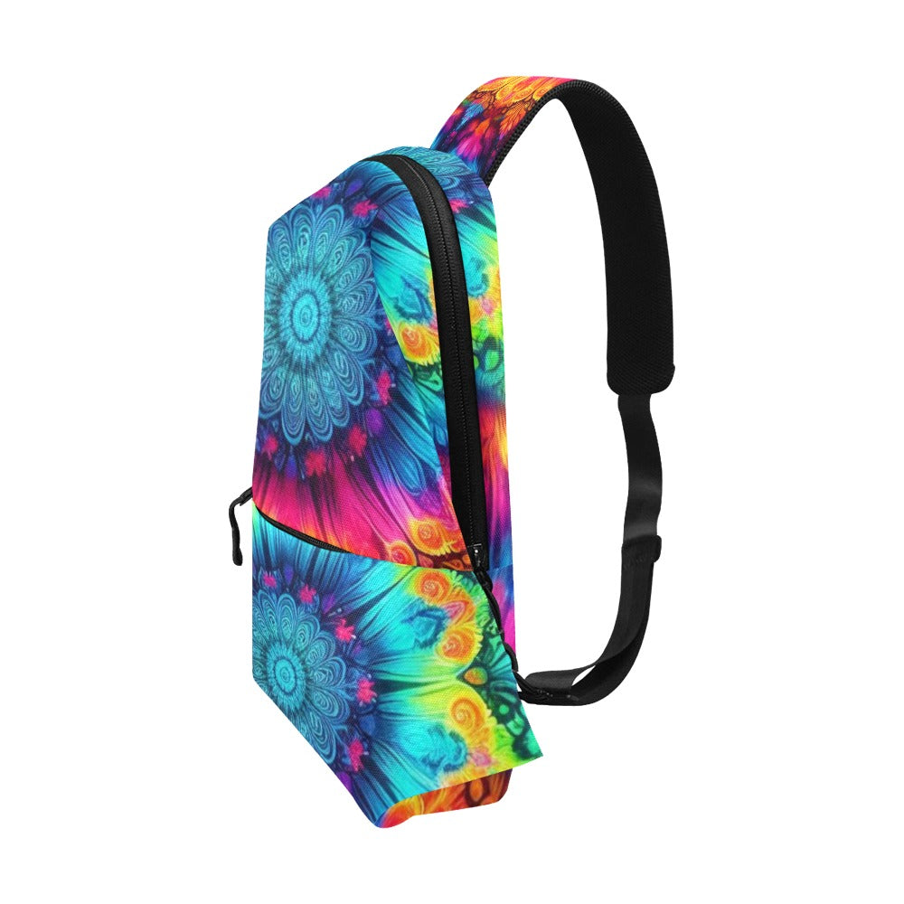 Neon Rainbow Tie-Dye Men's Chest Bag