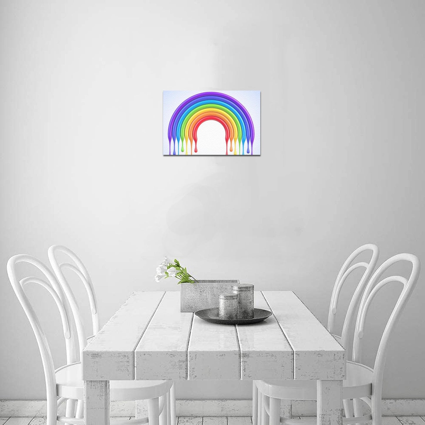 Dripping Paint Rainbow Framed Canvas Print 12" x 8"