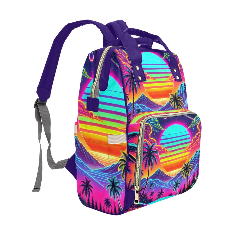 Neon Rainbow Sunset Multi-Function Backpack