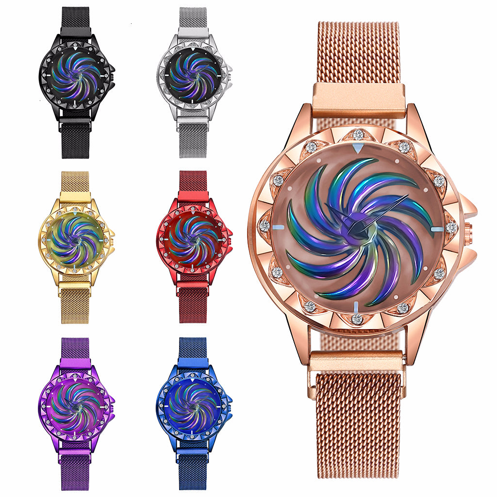 Rainbow Dial Women's Stainless Steel Quartz Watch