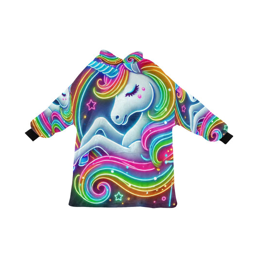 Neon Rainbow Unicorn Blanket Hoodie for Men