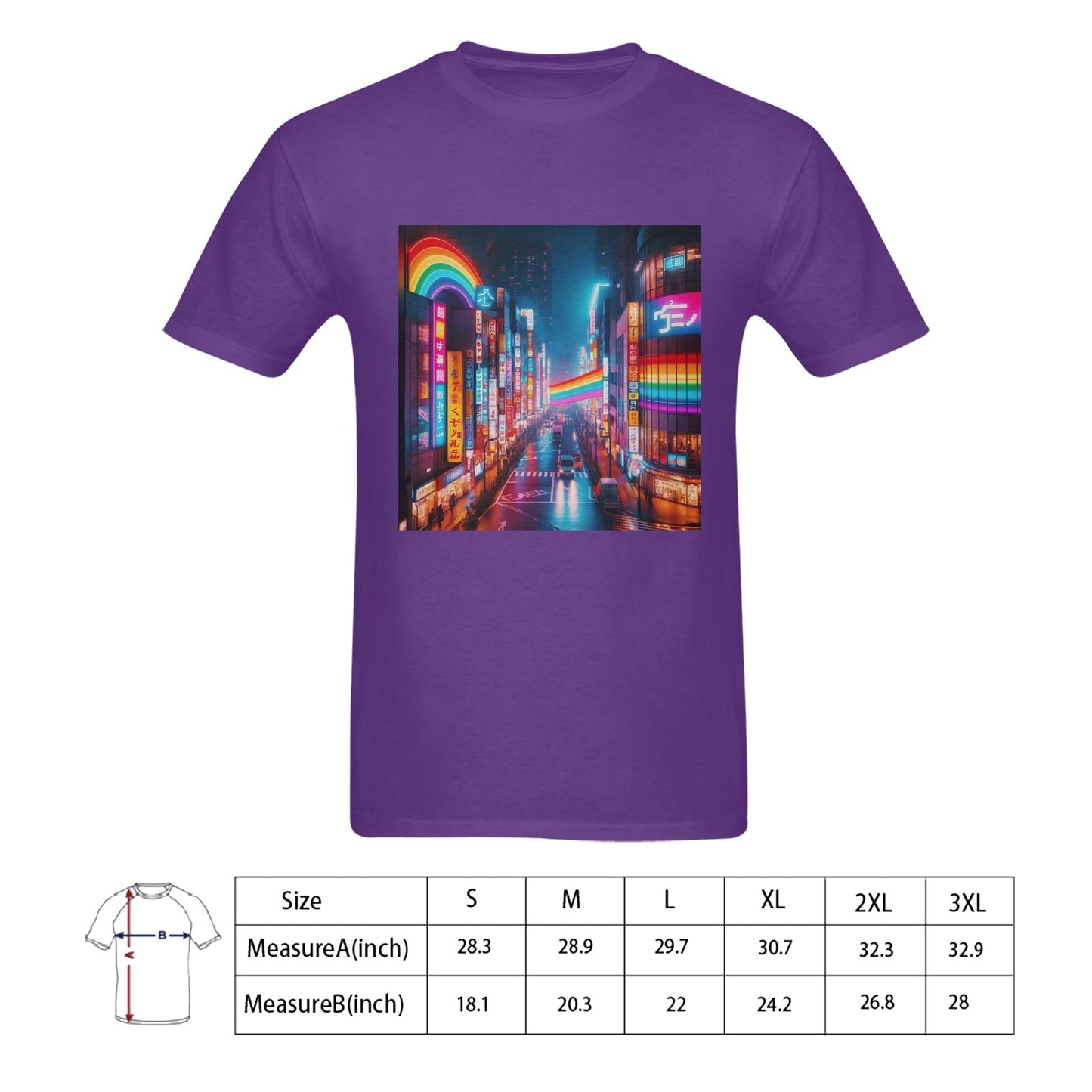 Neon Rainbow Downtown Tokyo Japan Men's T-Shirt