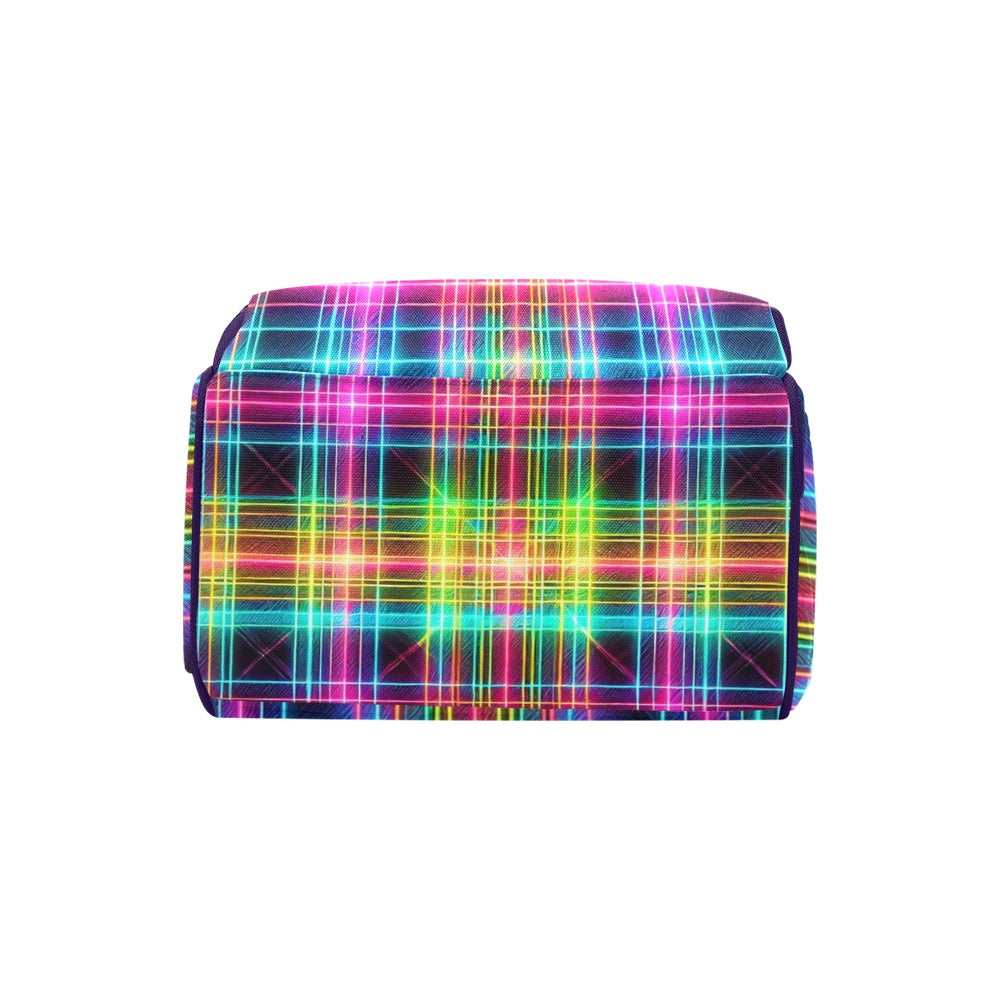 Neon Rainbow Plaid Multi-Function Backpack