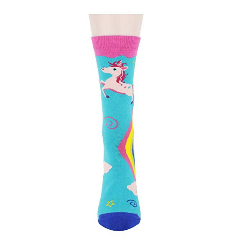 Unicorn Rainbow Printed Leisure Socks for Autumn & Winter