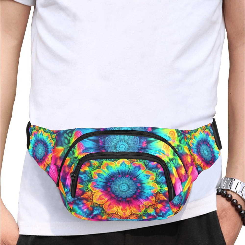 Neon Rainbow Tie-Dye Unisex Waist Bag