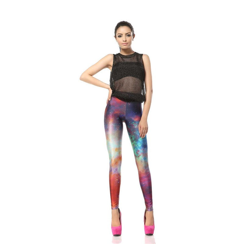 3D Digital High Waist Elastic Slim Galaxy Leggings