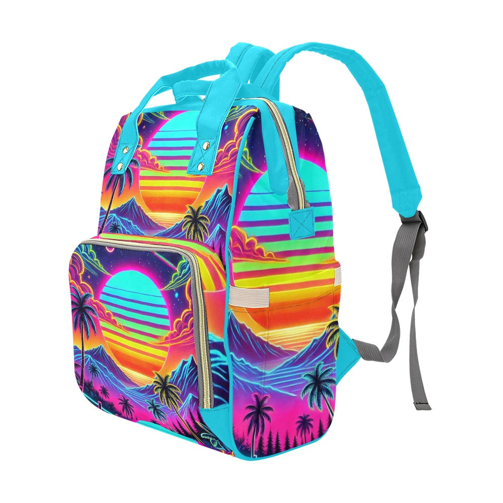 Neon Rainbow Sunset Multi-Function Backpack