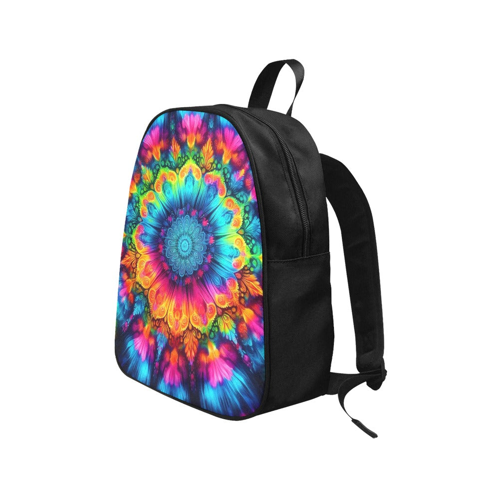 Neon Rainbow Tie-Dye Canvas Backpack