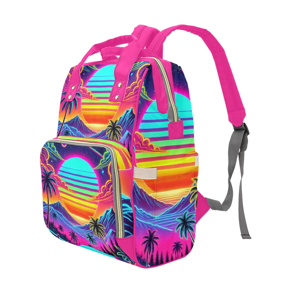 Neon Rainbow Sunset Multi-Function Backpack