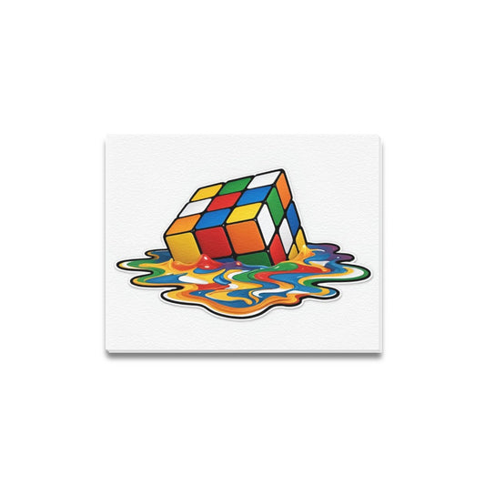 Melting Rubik's Cube Framed Canvas Print - 14x11 inch