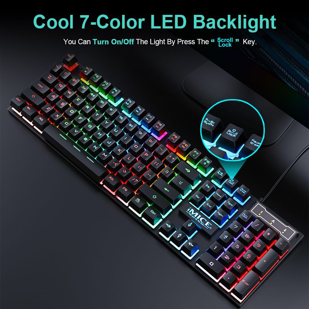 Rainbow Backlit Wired Gaming Keyboard and Mouse Set