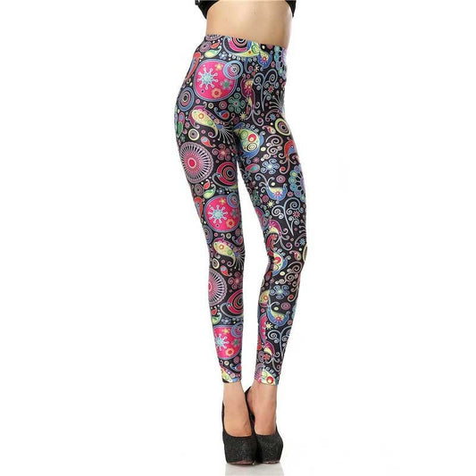 Custom 3D High Waist Retro Flower Print Leggings