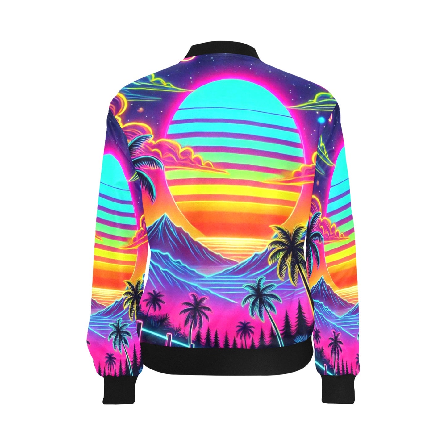 Neon Rainbow Sunset Women's All Over Print Bomber Jacket