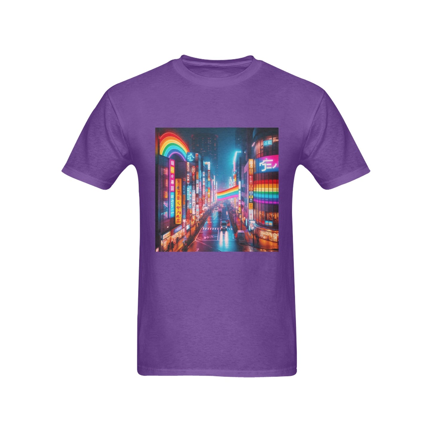 Neon Rainbow Downtown Tokyo Japan Men's T-Shirt