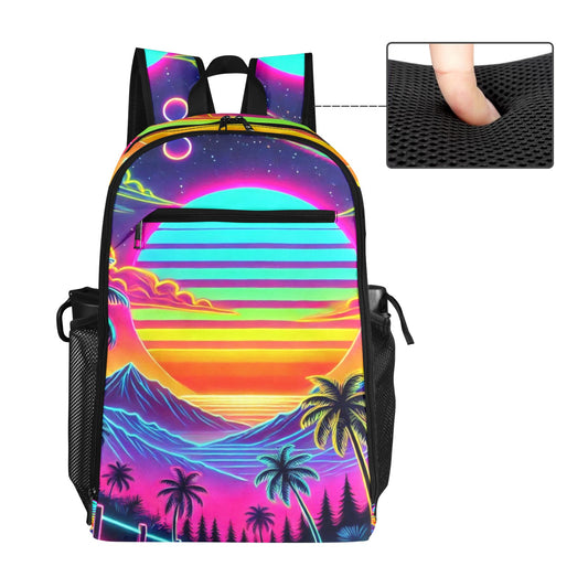 Neon Rainbow Sunset Sports Backpack