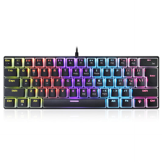 61-Key Wired Mechanical Keyboard with Pudding Keycaps