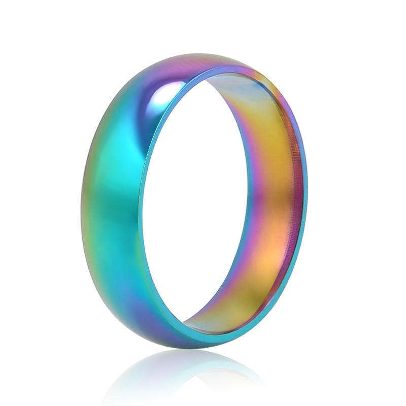 Unisex Rainbow Colorful Titanium Steel Ring