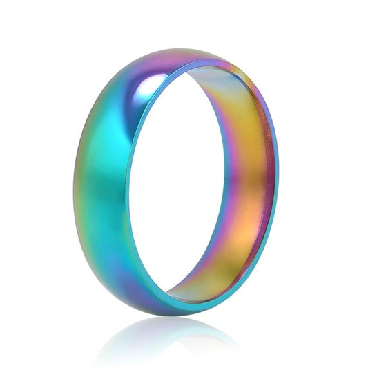 Unisex Rainbow Colorful Titanium Steel Ring