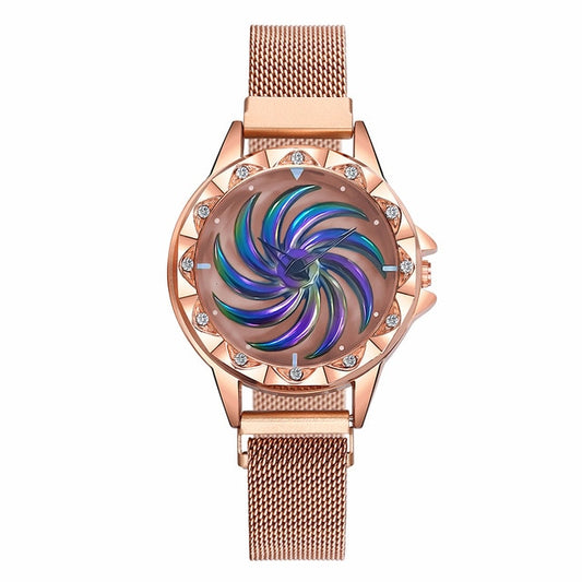 Rainbow Dial Women's Stainless Steel Quartz Watch