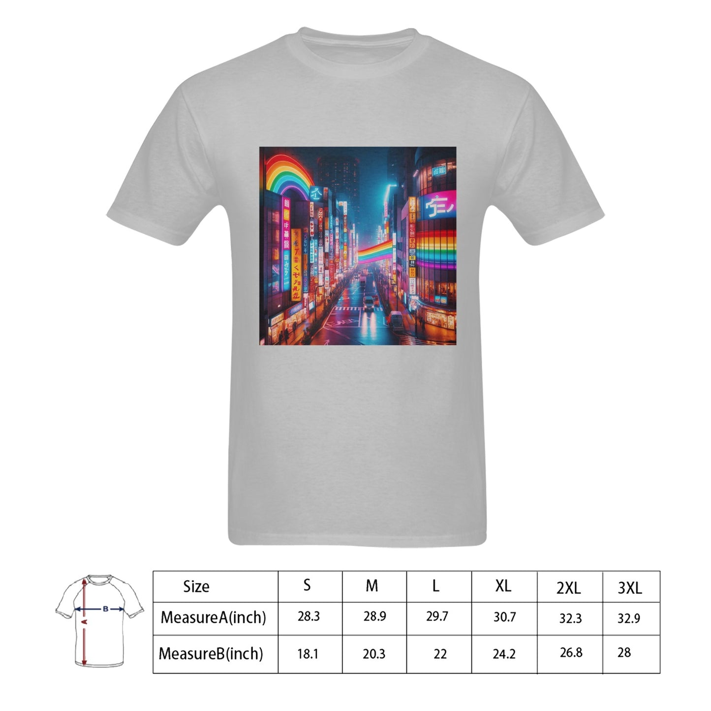 Neon Rainbow Downtown Tokyo Japan Men's T-Shirt