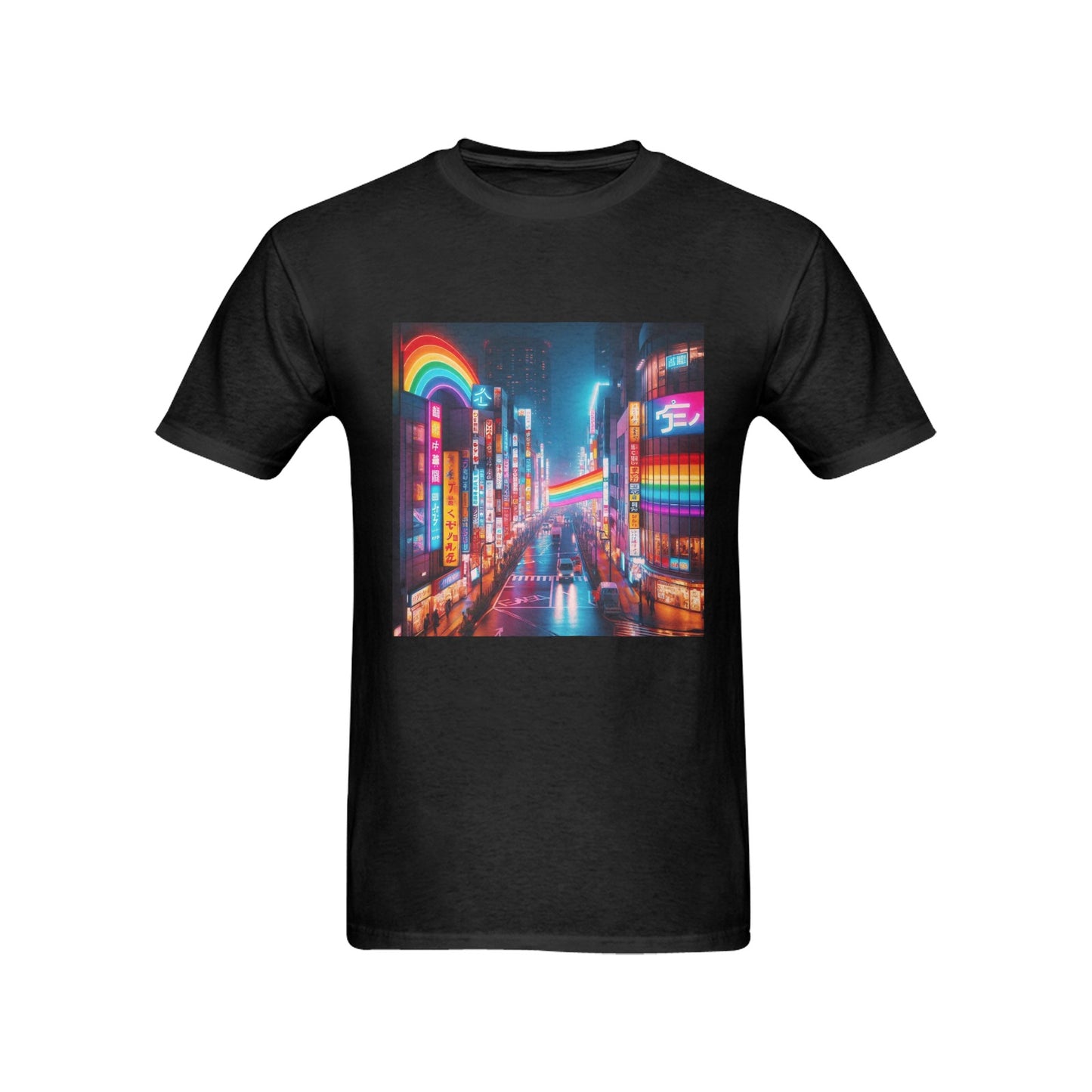 Neon Rainbow Downtown Tokyo Japan Men's T-Shirt