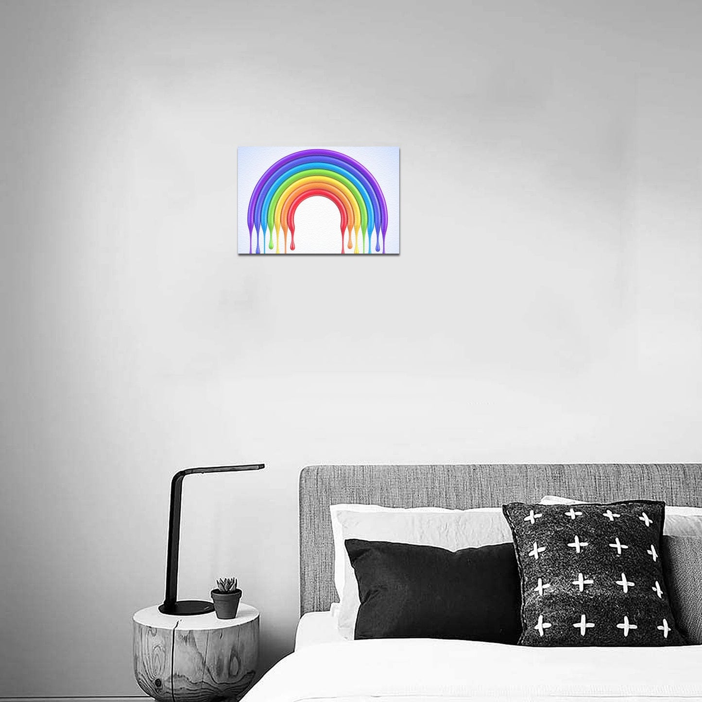 Dripping Paint Rainbow Framed Canvas Print 12" x 8"