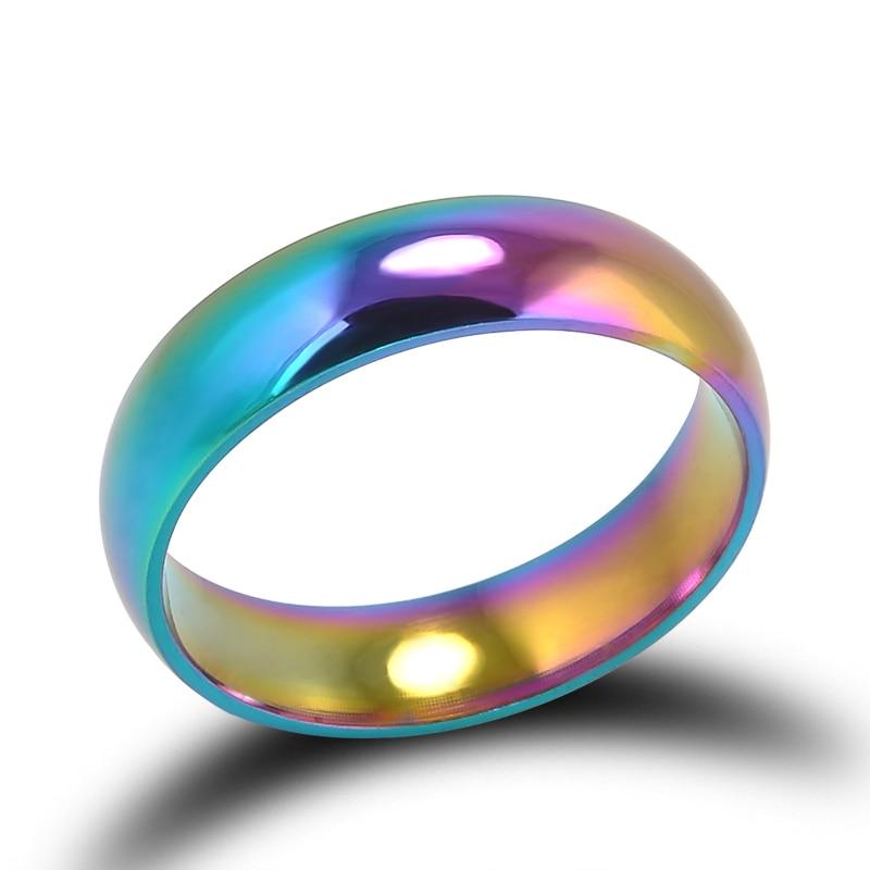 Unisex Rainbow Colorful Titanium Steel Ring