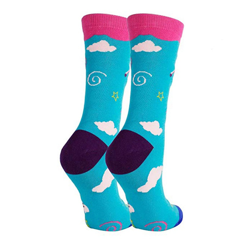 Unicorn Rainbow Printed Leisure Socks for Autumn & Winter