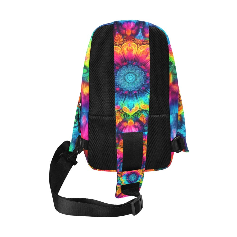 Neon Rainbow Tie-Dye Men's Chest Bag