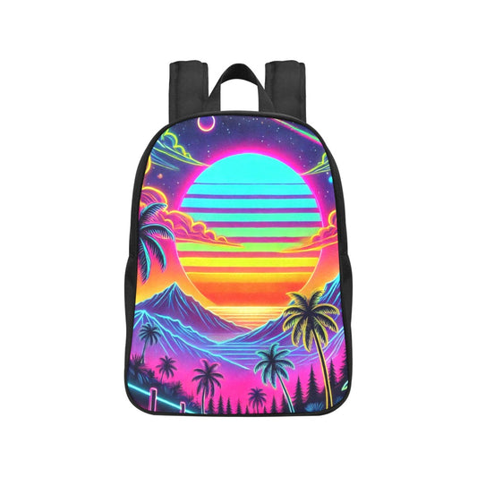 Neon Rainbow Sunset Canvas Backpack