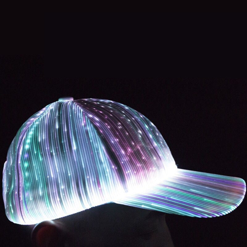 LED Optical Fiber Luminous Baseball Cap - Black & White