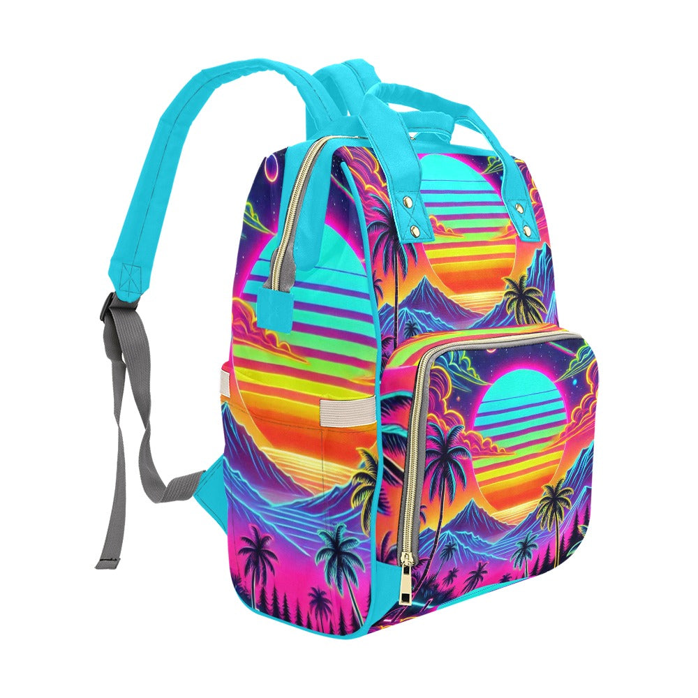 Neon Rainbow Sunset Multi-Function Backpack